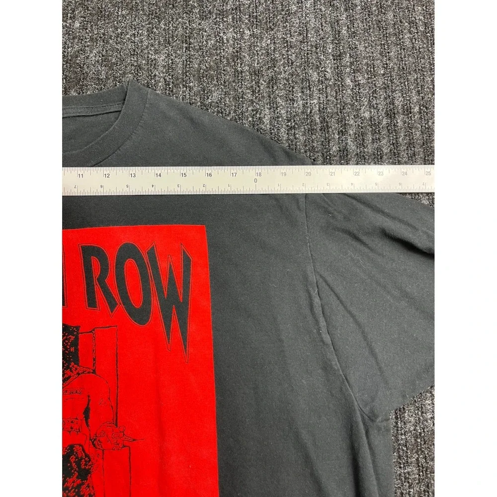 Death Row Records Graphic T-Shirt Mens Charcoal Gray Red Logo Hip Hop Streetwear